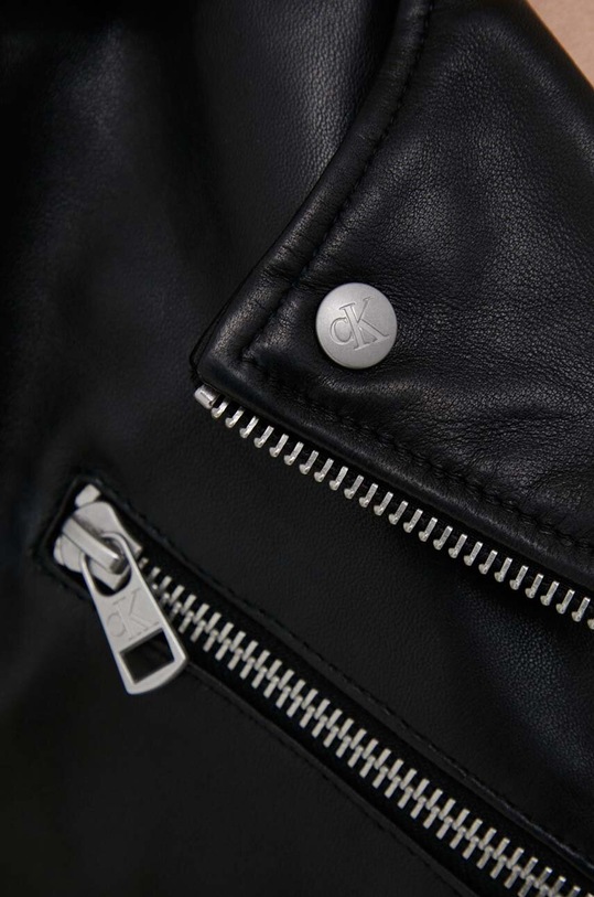 Kožená bunda Calvin Klein Jeans J20J221387 čierna
