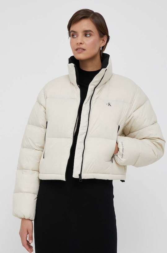 Páperová bunda Calvin Klein Jeans béžová J20J221649