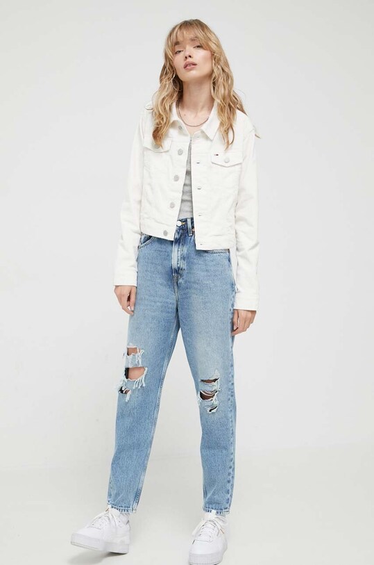 Tommy Jeans kurtka sztruksowa DW0DW16097 biały AW23