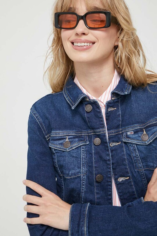 Tommy Jeans kurtka jeansowa bez kaptura granatowy DW0DW16058