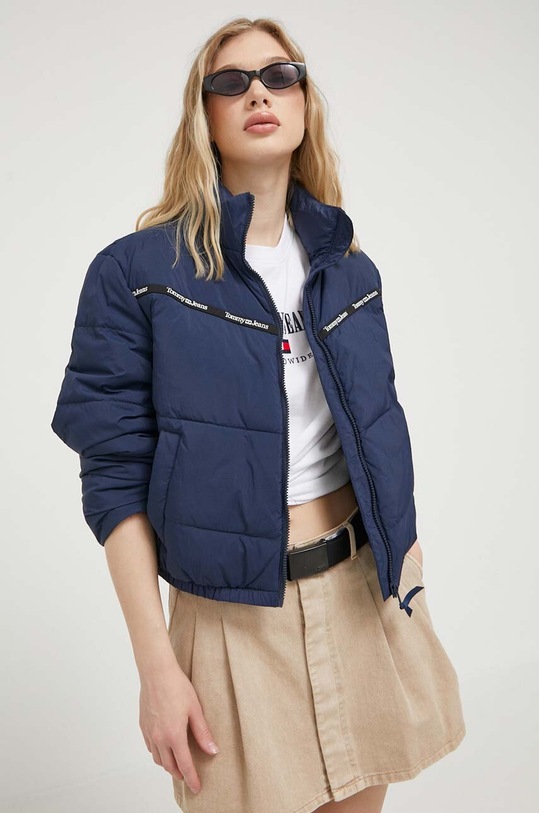 Bunda Tommy Jeans s kapucí námořnická modř DW0DW16100