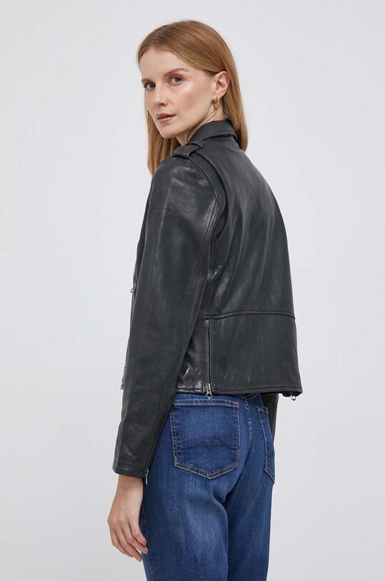 Odzież Pepe Jeans ramoneska skórzana PL402238.999 czarny