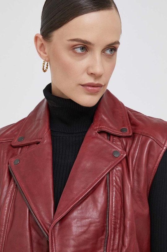 Kožená vesta Pepe Jeans burgundské PL402240.299