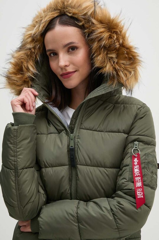 Μπουφάν bomber Alpha Industries Hooded Puffer Wmn πράσινο 108004.01