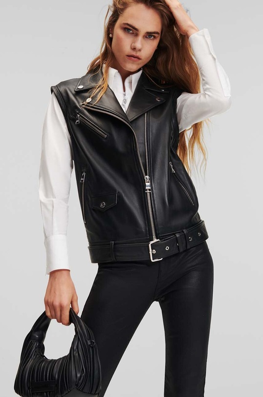 Îmbrăcăminte Karl Lagerfeld geaca ramones de piele 235W1901 negru