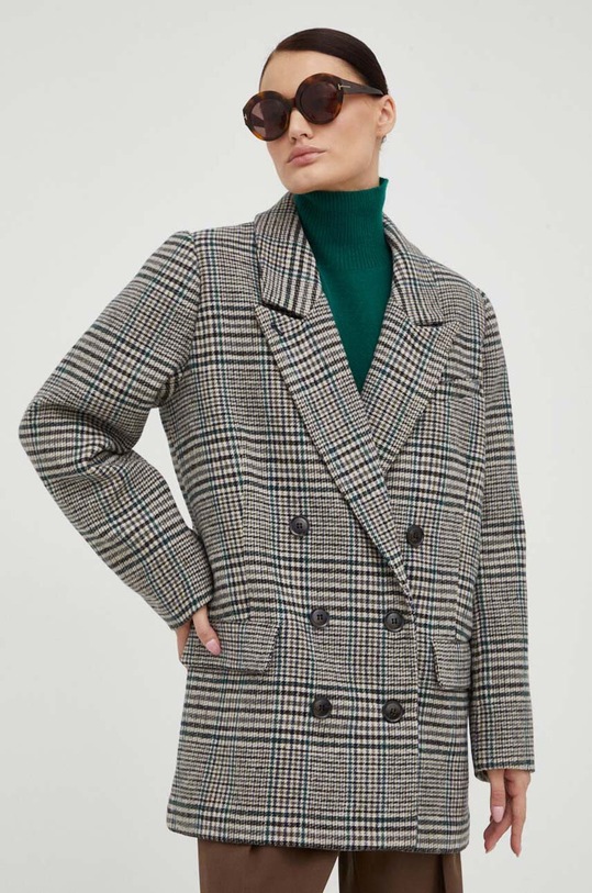 Gestuz palton din lana multicolor 10908204
