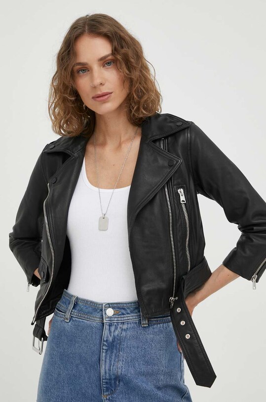 Δερμάτινο jacket AllSaints Brookes Biker WL098Y μαύρο AW23