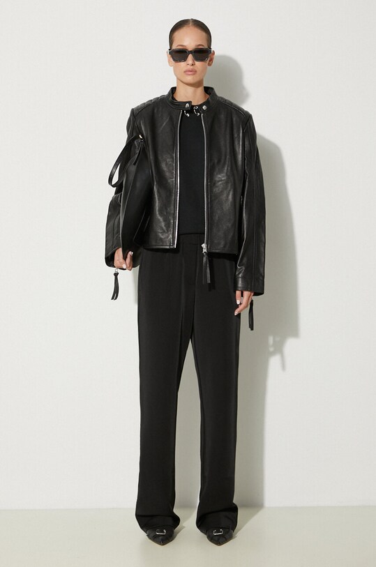 Samsoe Samsoe geacă de piele F23300187 negru AW23