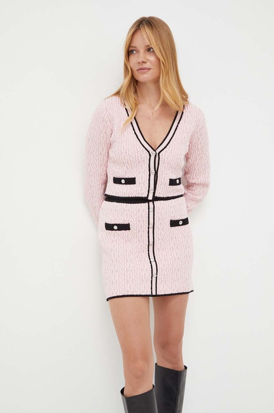 Twinset kardigan z domieszką wełny szpic różowy 232AP3280