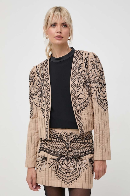 Twinset marynarka z domieszką lnu aplikacja beżowy 232TP2670