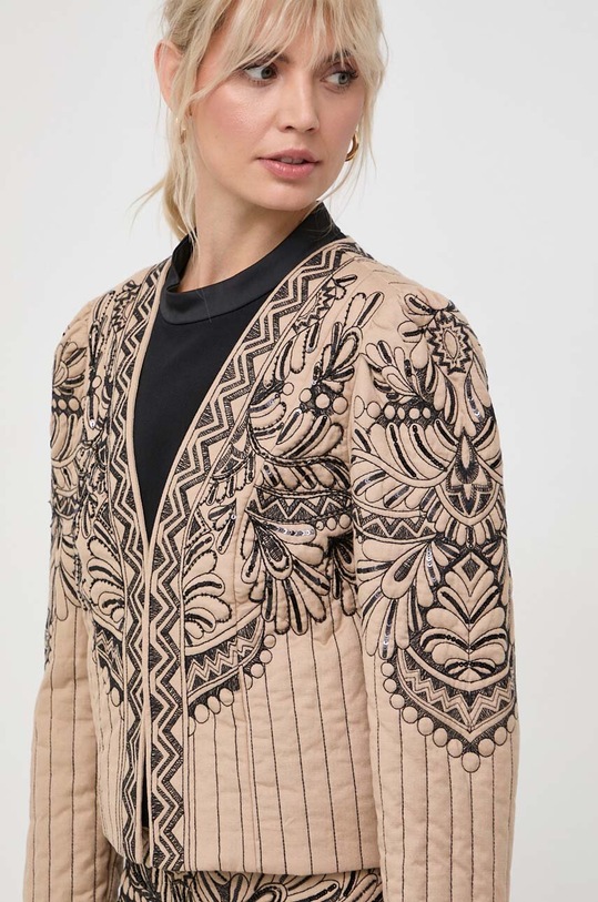 Twinset marynarka z domieszką lnu beżowy 232TP2670