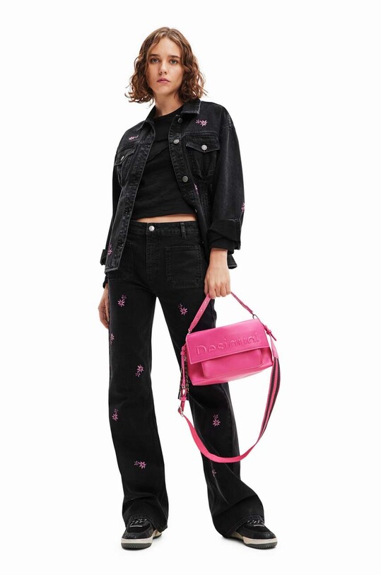 Desigual geacă din denim 23WWED33 WOMAN DENIM TRUCKER JACKET negru 23WWED33