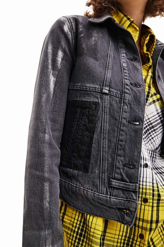 Îmbrăcăminte Desigual geacă din denim 23WWED35 gri