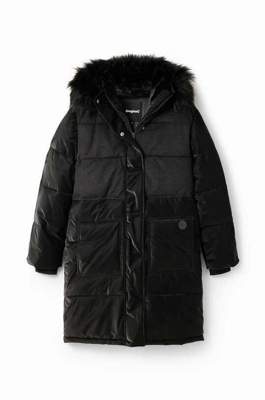 Desigual płaszcz 23WWEW98 WOMAN WOVEN PADDED LONG OVERCOA 23WWEW98 czarny