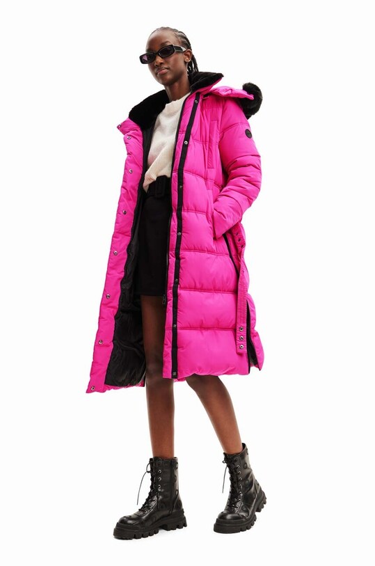 Παλτό Desigual 23WWEWAZ WOMAN WOVEN PADDED LONG OVERCOA ροζ 23WWEWAZ