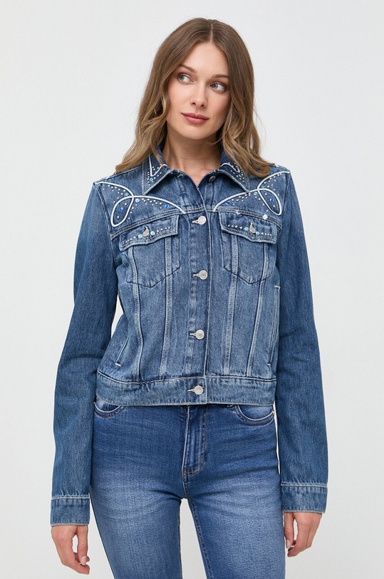 Guess kurtka jeansowa bez kaptura niebieski W3BN01.D4VIE