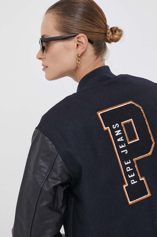 Bunda z vlněné směsi Pepe Jeans NELLA námořnická modř PL402277.594