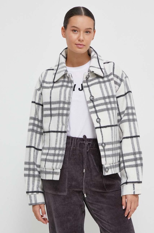 Μπουφάν από μίγμα μαλλιού Pepe Jeans Riley άλλο λευκό PL402288.0AA
