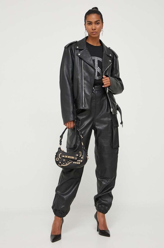 Moschino Jeans ramoneska skórzana 3701.8221 czarny AW23