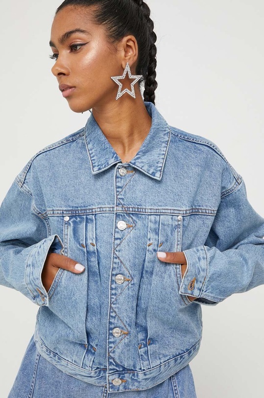 Moschino Jeans kurtka jeansowa bez kaptura niebieski 0520.8236