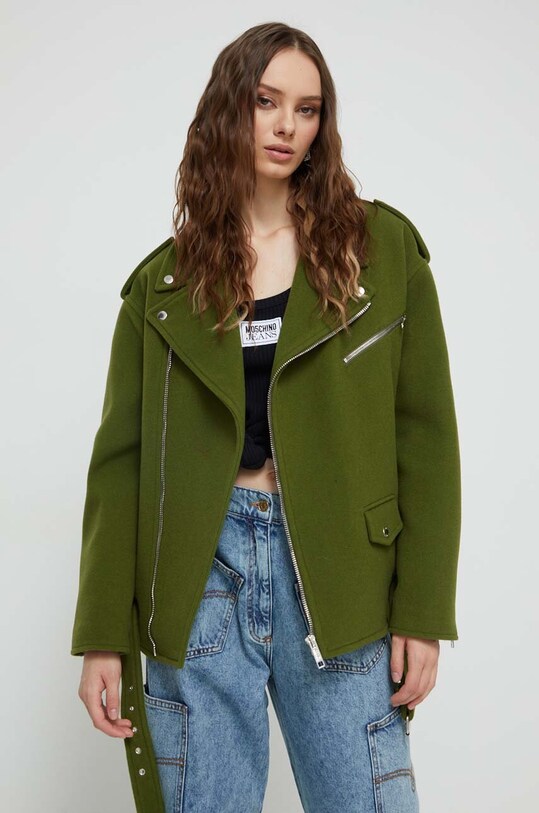 Vlnená bunda Moschino Jeans zelená 0610.8725