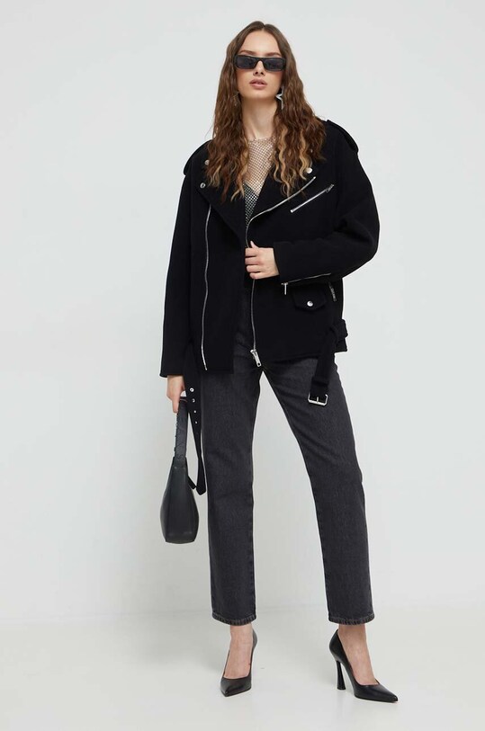 Moschino Jeans geaca de lana 0610.8725 negru AW23