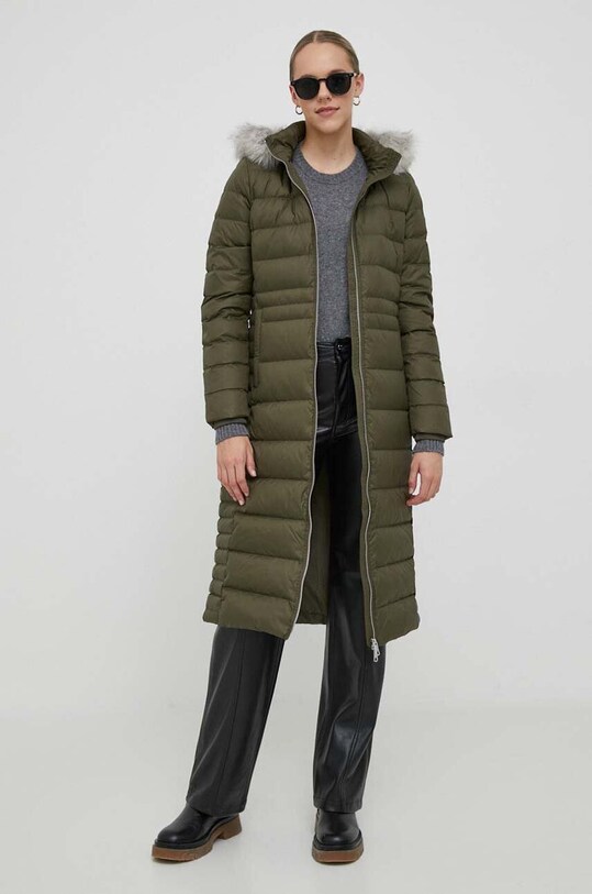 Пухова куртка Tommy Hilfiger з капюшоном зелений WW0WW39745