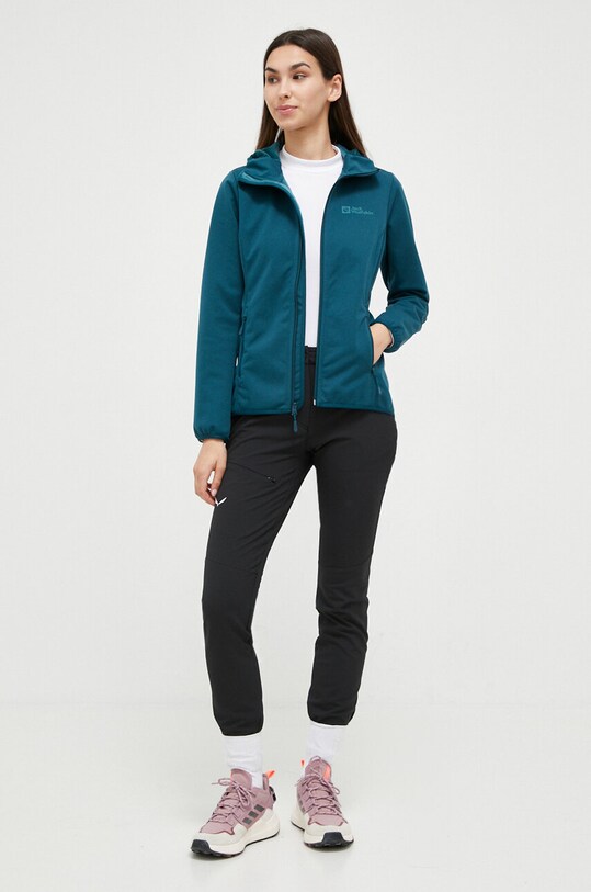 Яке за спортове на открито Jack Wolfskin Windhain Hoody 1307481 тюркоазен AW23