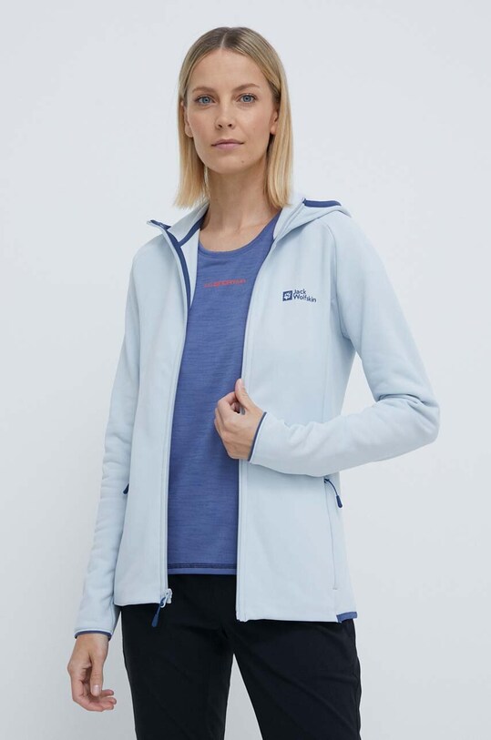 Спортивная кофта Jack Wolfskin Baiselberg с капюшоном голубой 1710772