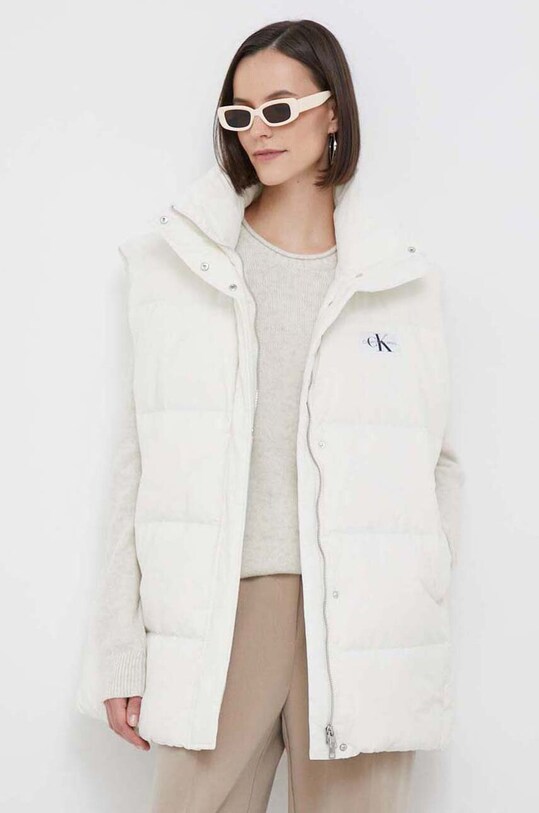 Calvin Klein Jeans bezrękawnik puchowy bez kaptura beżowy J20J222711