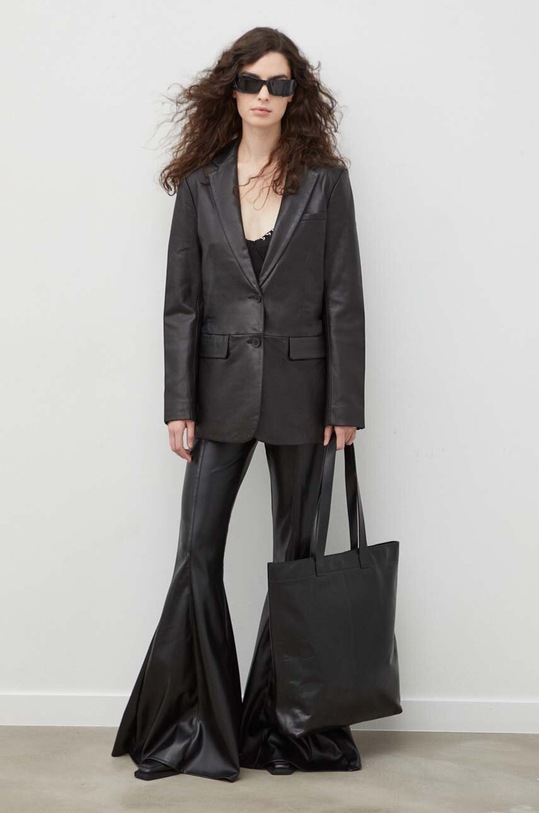 The Kooples marynarka skórzana FCUI27007K czarny AW23