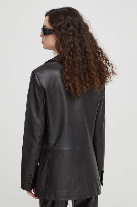 Odzież The Kooples marynarka skórzana FCUI27007K czarny