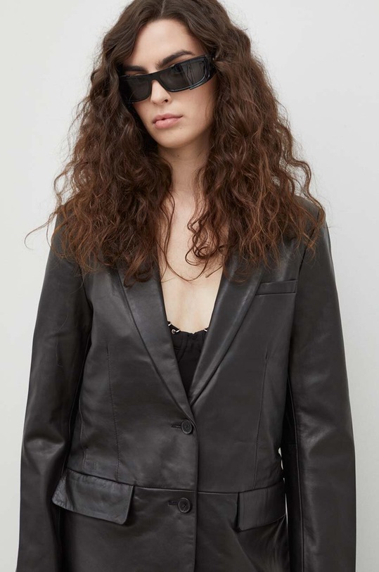The Kooples marynarka skórzana FCUI27007K czarny