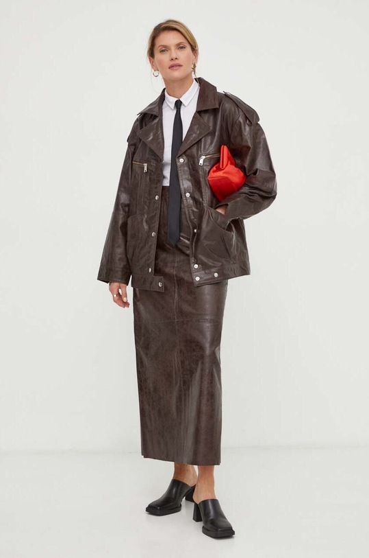 Gestuz geaca de piele 10908392 maro AW23