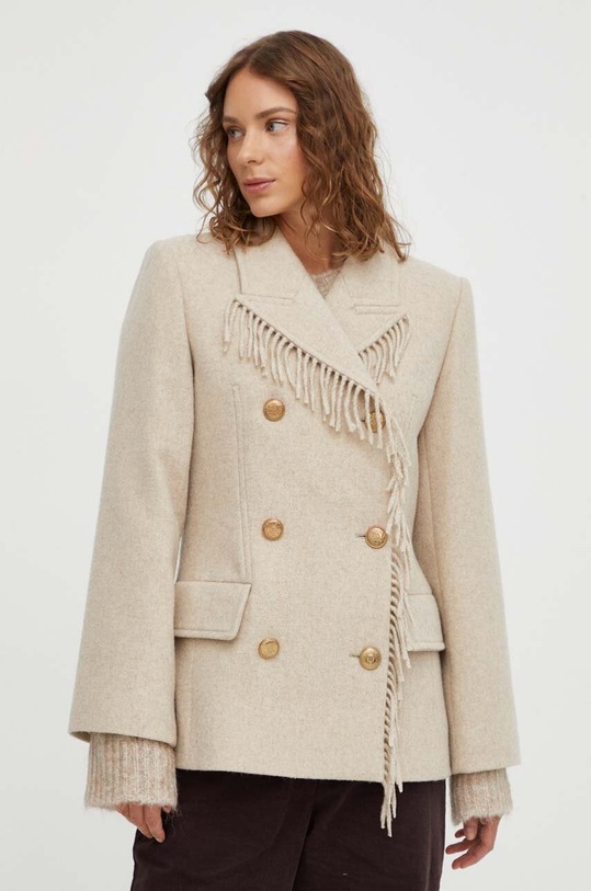 Vlněná bunda By Malene Birger Q71860002 béžová AW23