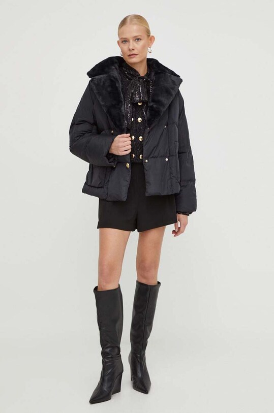 MICHAEL Michael Kors marynarka z domieszką wełny MH3105ZAER czarny SS24