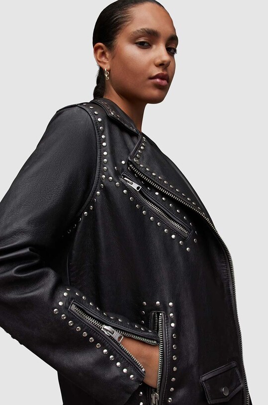 Kožna jakna AllSaints Billie WL018Z crna AW23