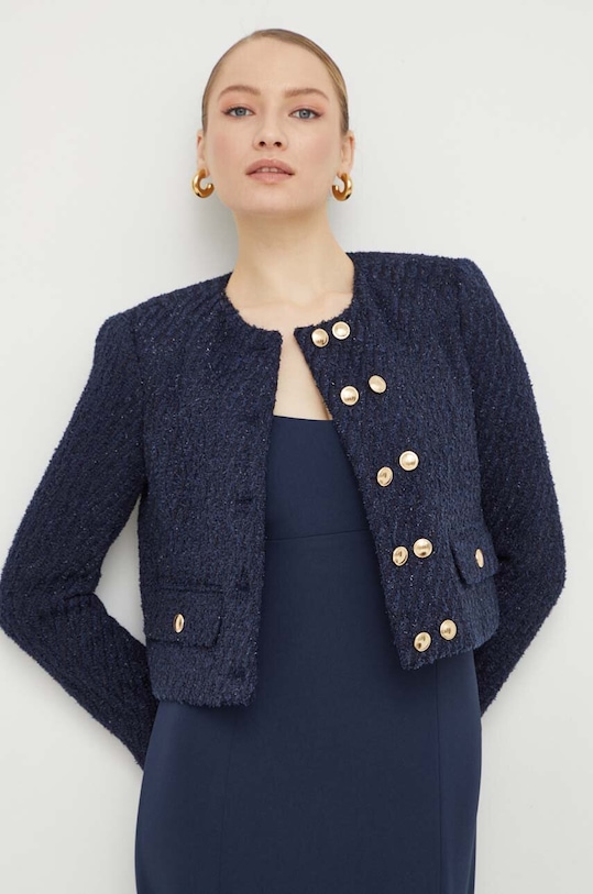 Sako s primjesom vune MICHAEL Michael Kors bez uzorka mornarsko plava MR4105ZAER