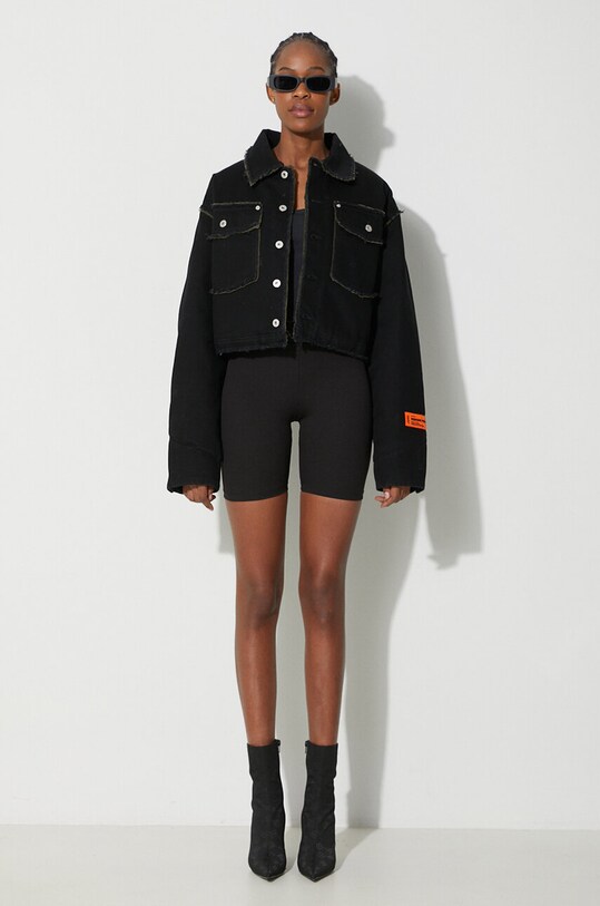 Heron Preston kurtka jeansowa Rebuilt Denim Jacket HWYE013F23DEN0011000 czarny AW23