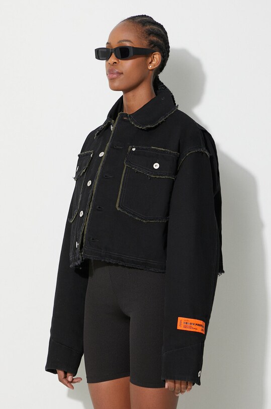 Heron Preston kurtka jeansowa Rebuilt Denim Jacket czarny HWYE013F23DEN0011000