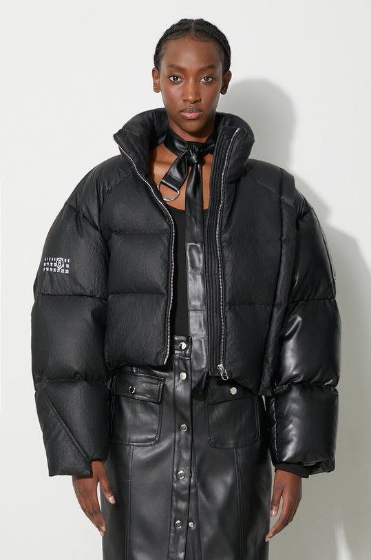 Пуховая куртка MM6 Maison Margiela Sportsjacket имитация натуральной кожи чёрный S62AN0115