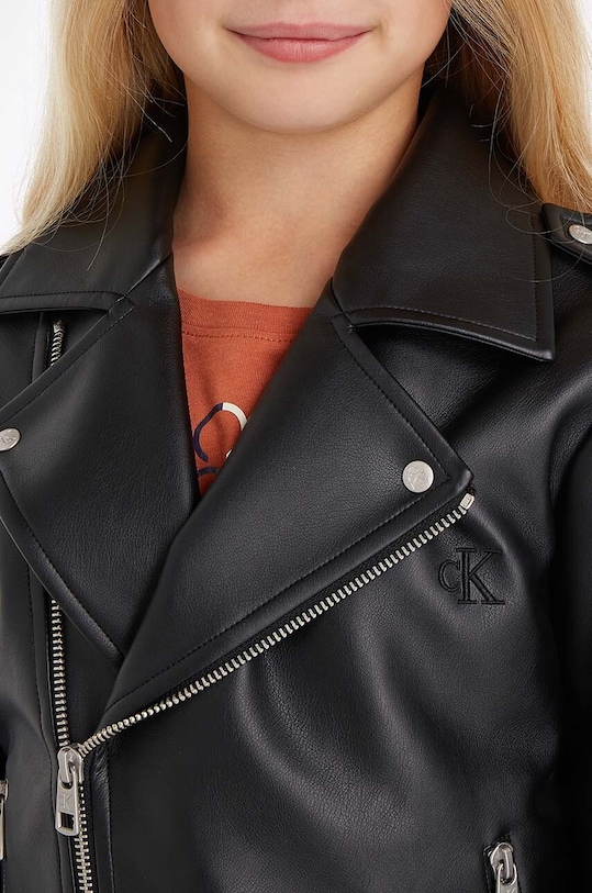 Calvin Klein Jeans gyerek bőrdzseki IG0IG02052.9BYX fekete