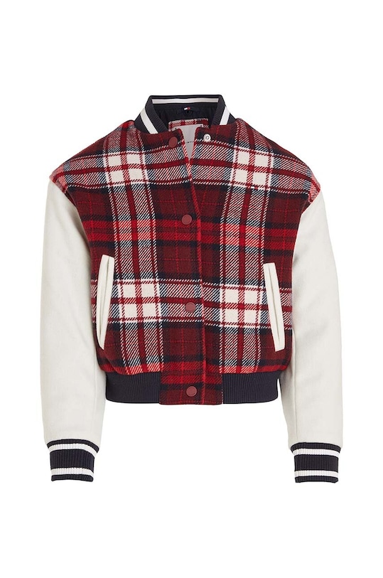Detská bunda bomber s prímesou vlny Tommy Hilfiger KG0KG07543.116.122.9BYX červená AW23
