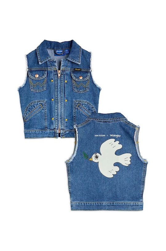 Mini Rodini bezrękawnik jeansowy dziecięcy Mini Rodini x Wrangler 2381010360 niebieski AW23