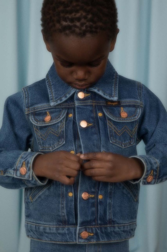 Detská rifľová bunda Mini Rodini Mini Rodini x Wrangler bez kapucne modrá 2381010460