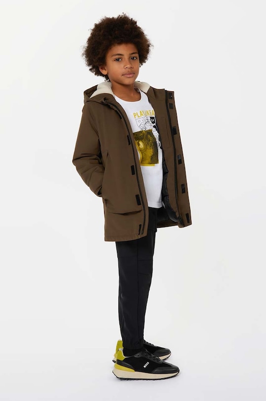 BOSS parka dziecięca pozostałe zielony J26514.114.150