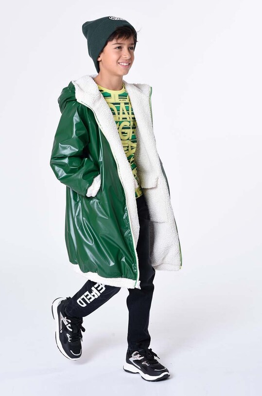 Детская двусторонняя куртка Karl Lagerfeld с капюшоном зелёный Z16162.162.174