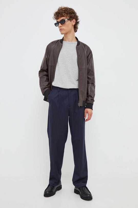 Bruuns Bazaar kurtka bomber skórzana BBM2291 brązowy AW23