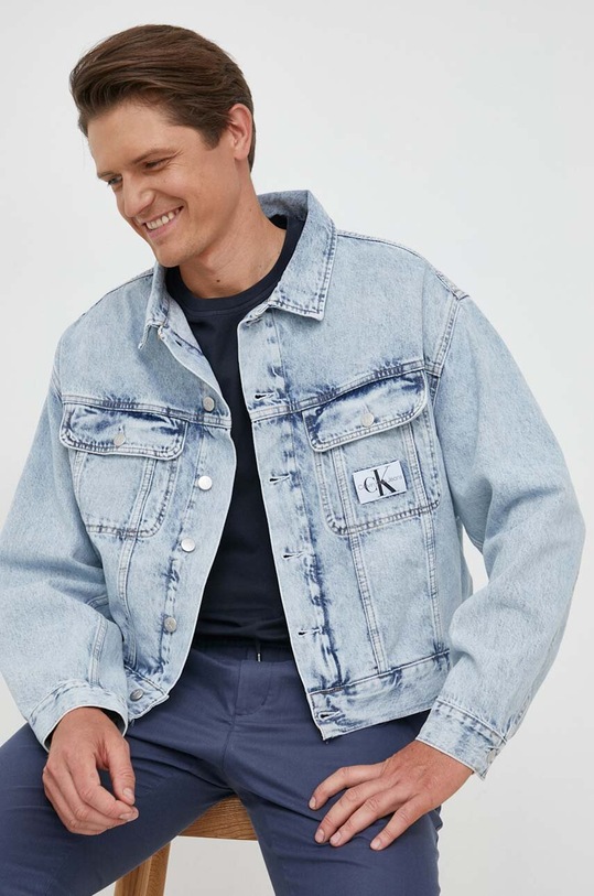 Calvin Klein Jeans kurtka jeansowa bez kaptura niebieski J30J323319