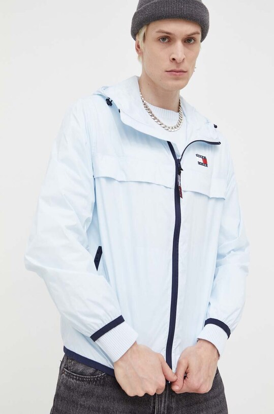 Куртка Tommy Jeans с капюшоном голубой DM0DM16584